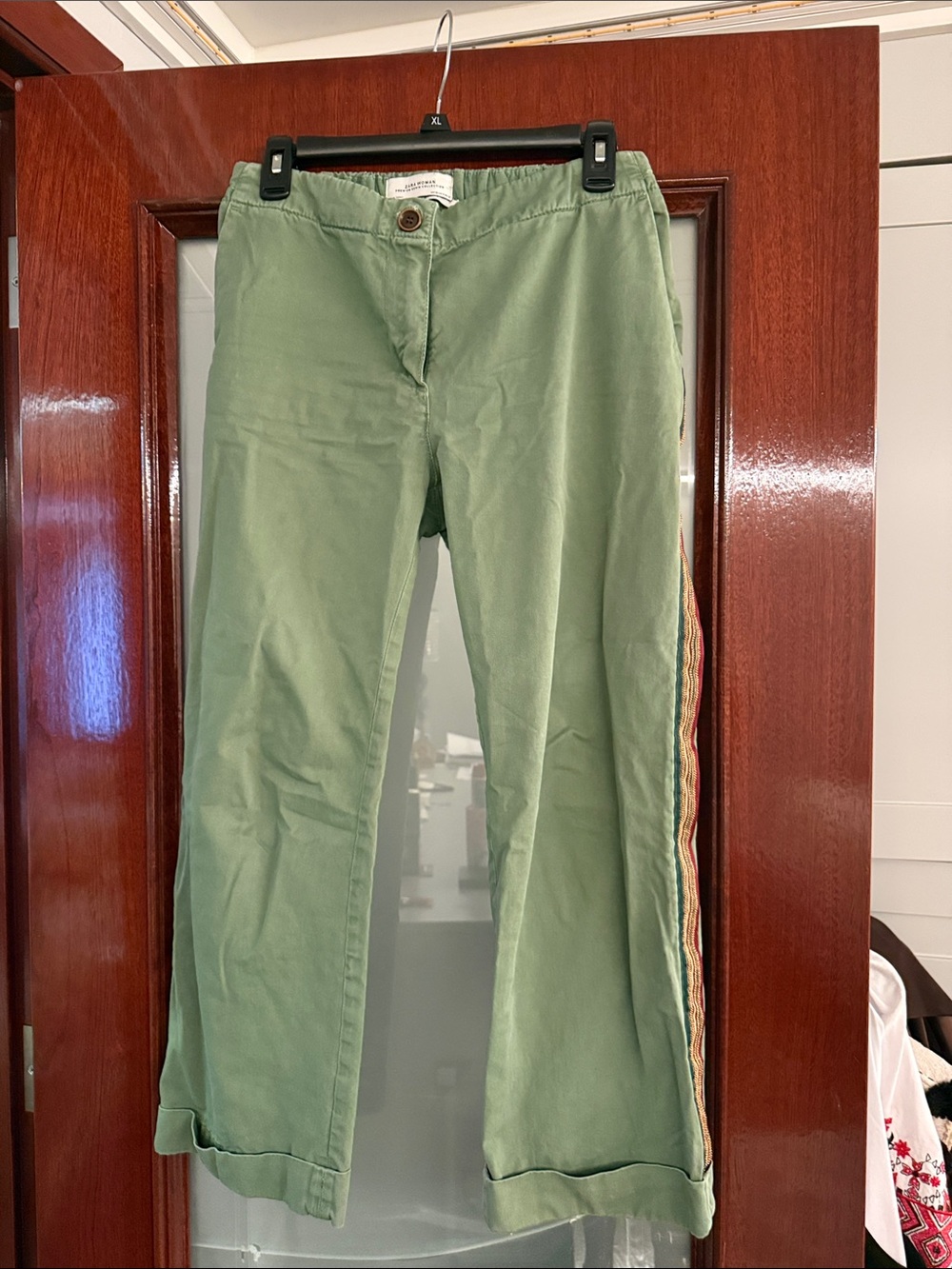 Green Side-Stripe Pants